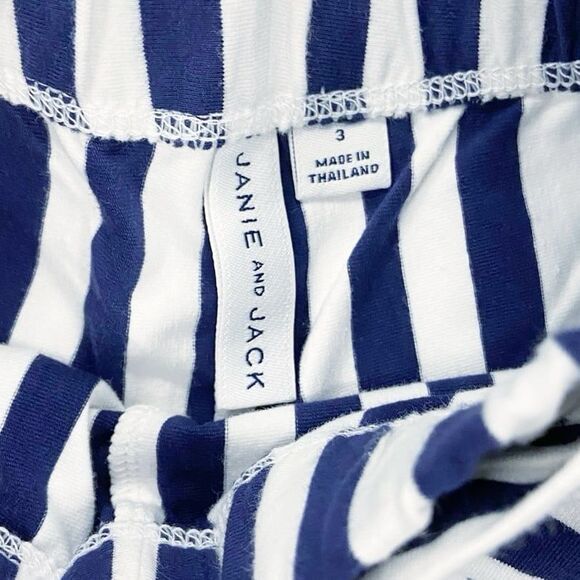 Janie & Jack Girls Solid Navy & Striped Blue & White Wide-Leg Pants 3T Trendy - Picture 4 of 11
